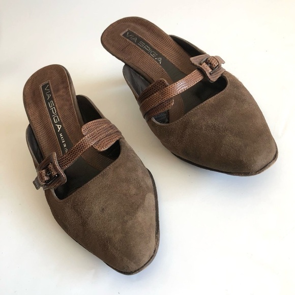 Via Spiga Suede Mary Jane Mules - Picture 3 of 15
